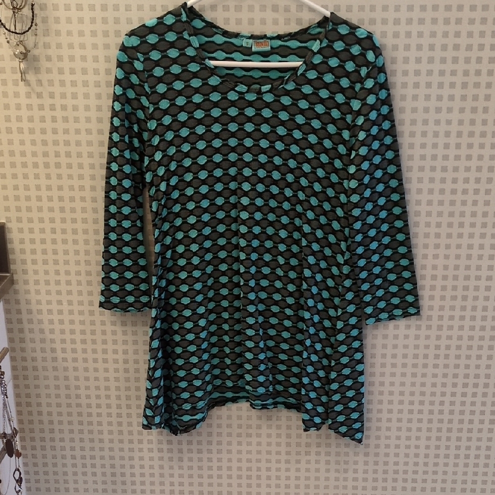 Stylish Black and Teal Patterned Women's Top